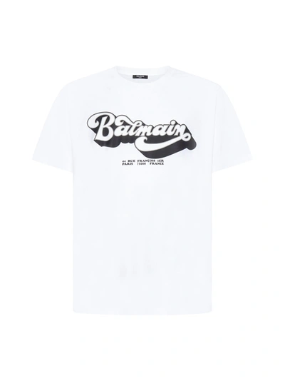 Balmain T-shirt With  70s Retro Print In Bianco