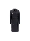 Burberry Double-breasted Cotton Coat In Black
