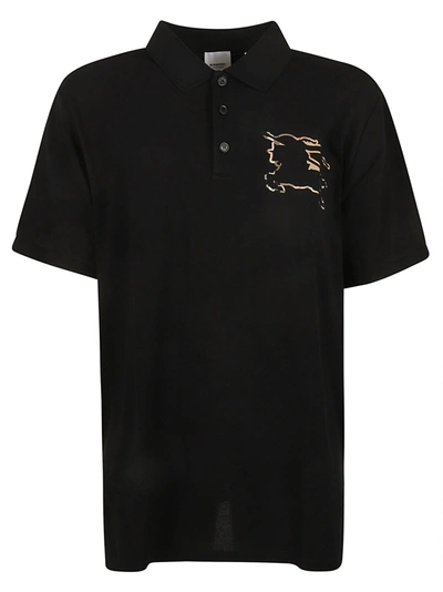 Burberry Printed Polo Shirt In Black