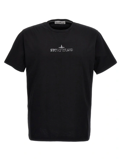 Stone Island Logo Print T-shirt In Black