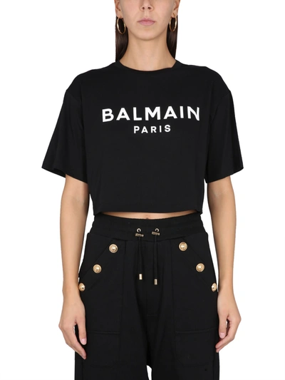 Balmain "" Cropped T-shirt In Black