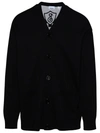 BURBERRY BURBERRY CHESTERFIELD CARDIGAN IN BLACK WOOL BLEND