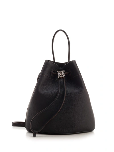 Burberry Leather Bucket Bag In Black