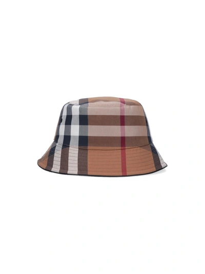 Burberry Check Bucket Hat In Black