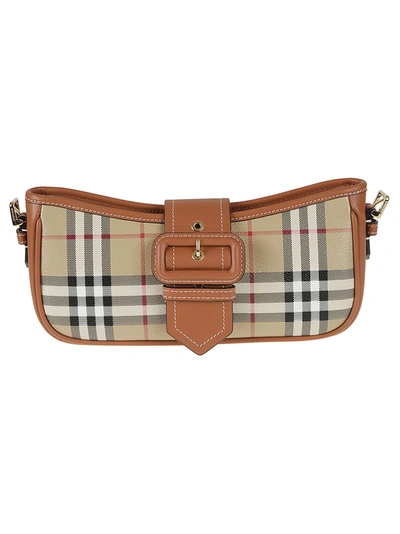 Burberry House Check Buckled Shoulder Bag In Brown
