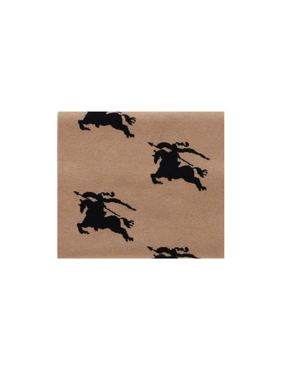 Burberry Scarf With Ekd Motif In Cashmere In Camel