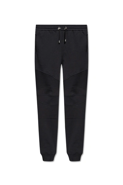 Balmain Black Sweatpants With Logo In Eab Noir Blanc