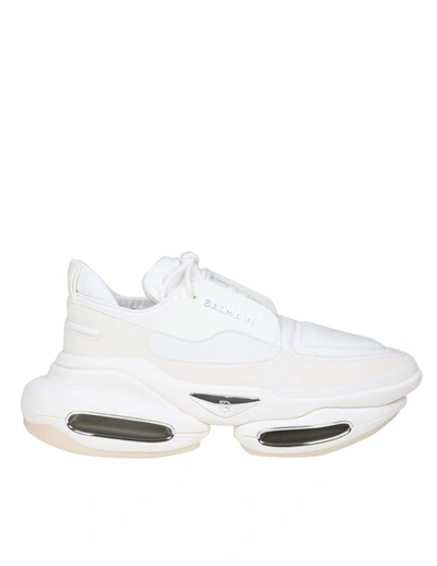 Balmain B Bold Sneakers In White Leather In Fa Blanc