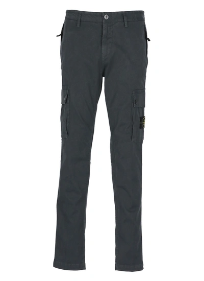 Stone Island Compass-patch Straight-leg Trousers In Grey