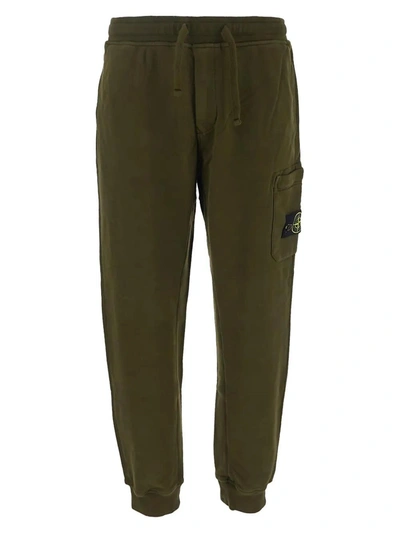 Stone Island Compass Patch Cotton Track Pants In Green