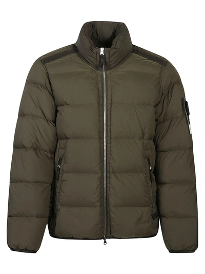 Stone Island Logo Patch High-neck Padded Jacket In Green