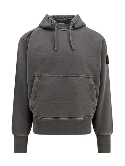 Stone Island Compass-patch Drawstring Hoodie In Grey