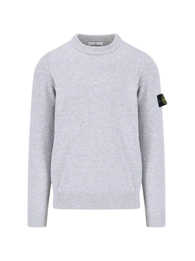 Stone Island Logo Sweater In Grey