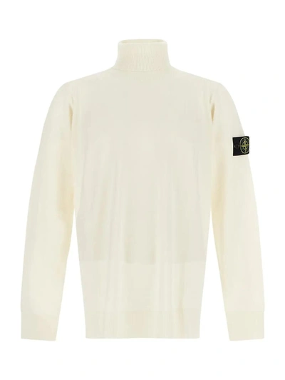 Stone Island Turtleneck Sweater In Natural