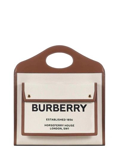 Burberry Mini Pocket Tote Bag In Natural Malt Brown