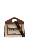 BURBERRY BURBERRY POCKET TWO-TONE SMALL TOTE BAG