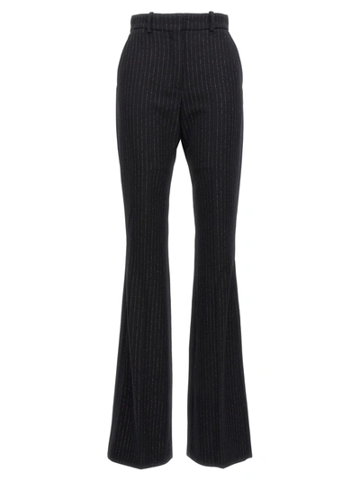 Balmain High Waist Lurex Striped Trousers In Nero