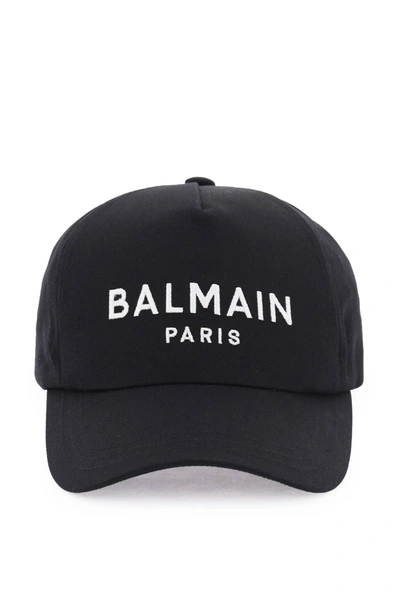 Balmain Logo Embroidered Baseball Cap In Nero
