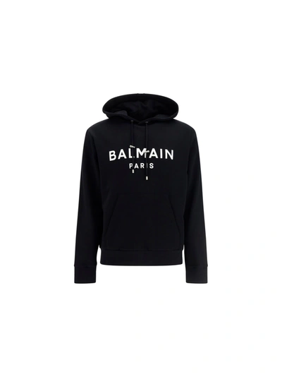 Balmain Logo Hoodie In Noir/blanc