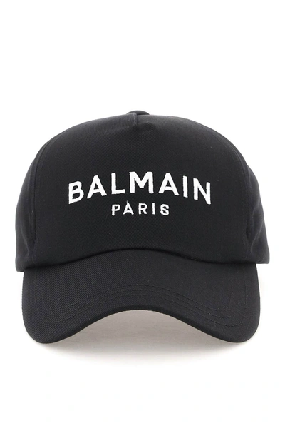 Balmain Logo Embroidered Baseball Cap In Noir/blanc