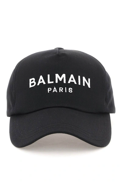 Balmain Logo Embroidered Baseball Cap In Black