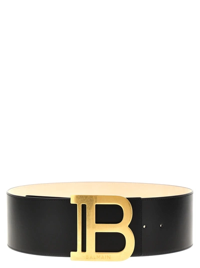 Balmain B Buckled Belt In Pa Noir