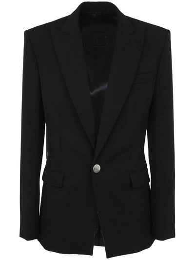 Balmain Black Wool Jacket In Pa Noir