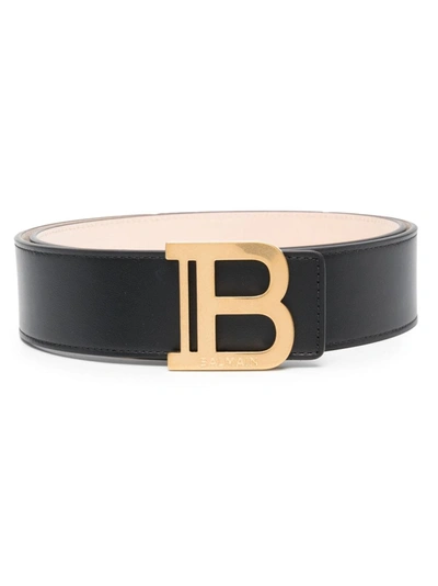 Balmain B Buckled Belt In Pa Noir