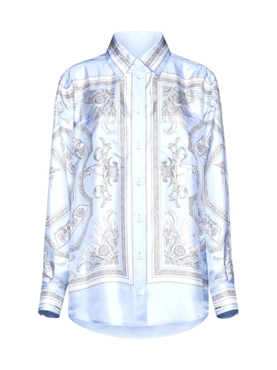 Burberry Shirt In Pale Blue Ip Pat