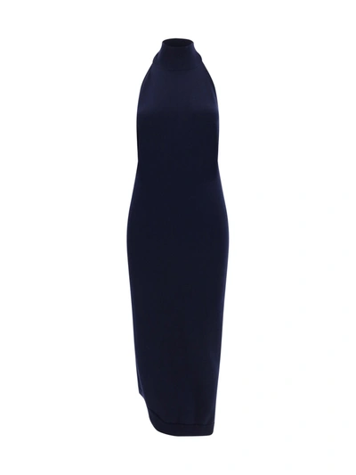 Fendi Wool Long Dress In Blue