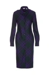 Burberry Long Sleeved Checked Shirt Dress In Purple
