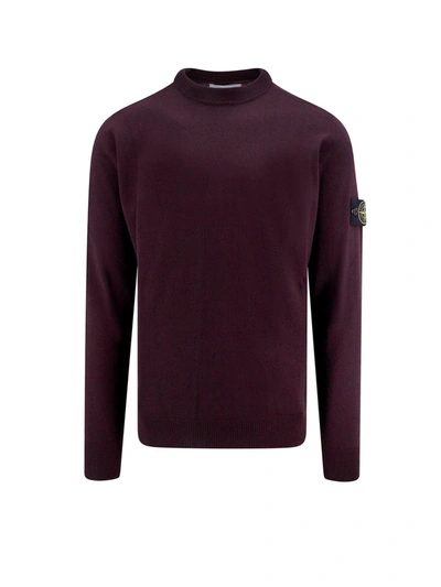 Stone Island Must Ribbed Knitted Crew Neck Sweater In Red