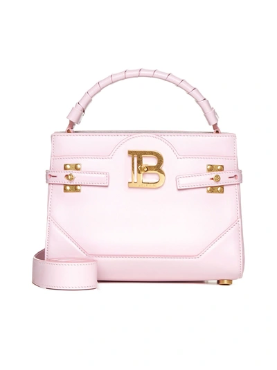 Balmain Bbuzz 22 Pink Leather Bag In Rose Pale