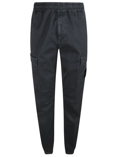 Stone Island Cargo Ribbed Waist Trousers In Tapered Lead Grey