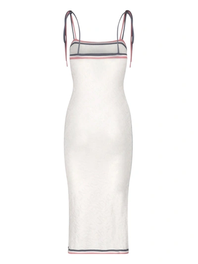 Fendi Logo Midi Dress In White