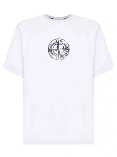 Stone Island Logo Print T-shirt In White