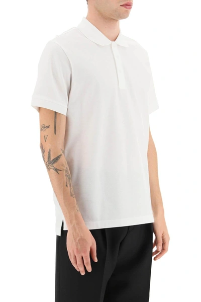 Burberry Cotton Polo Shirt With Crest Embroidery In White