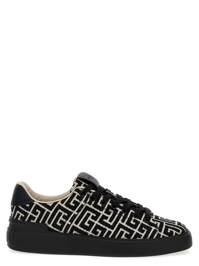 Balmain B-court Sneakers In White/black