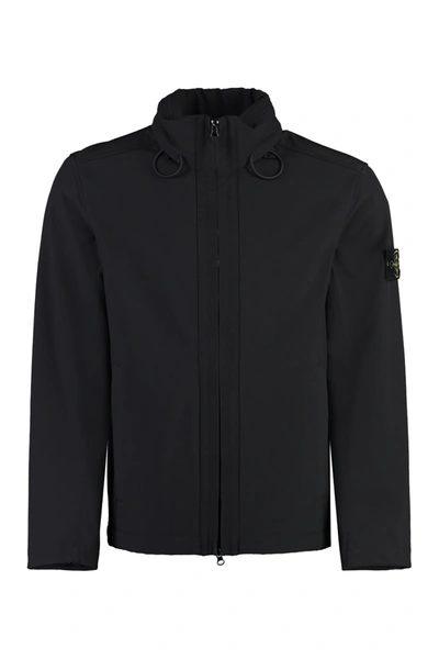 Stone Island Technical Fabric Hooded Jacket In Black