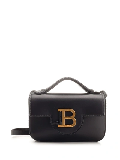 Balmain B-buzz Leather Mini Bag In Black
