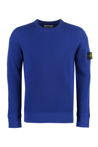 Stone Island Virgin Wool Sweater In Blue