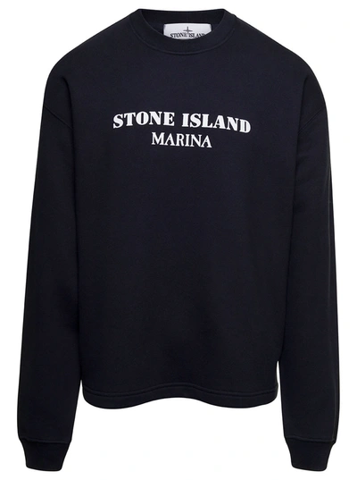 Stone Island Cotton Sweatshirt With Logo In Blue