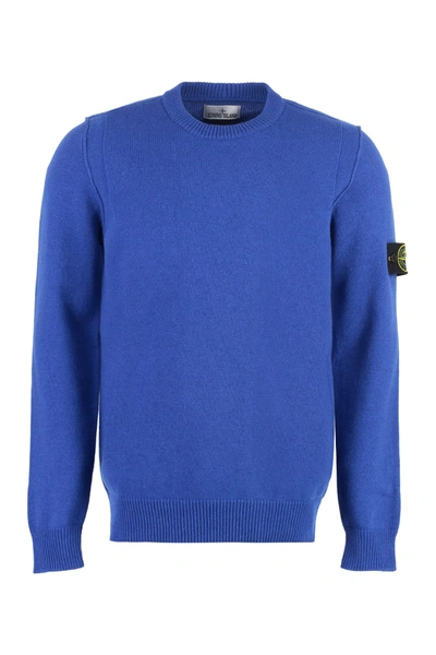Stone Island Wool Blend Sweater In Blue