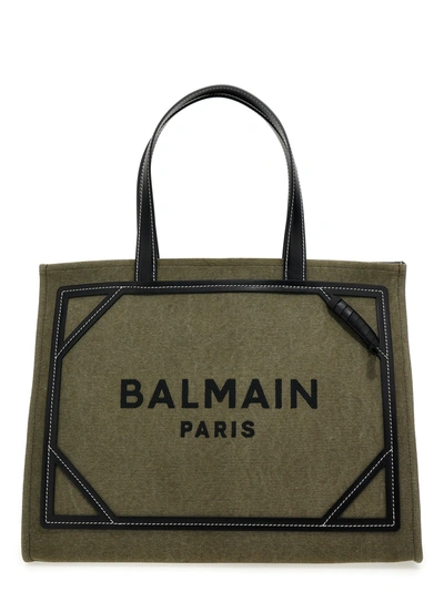 Balmain B-army Shopping Bag In Kaki/noir