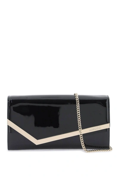 Jimmy Choo Patent Leather Emmie Clutch In Black