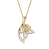 Ross-simons Diamond Ivy Leaf Pendant Necklace In 14kt Yellow Gold In Silver