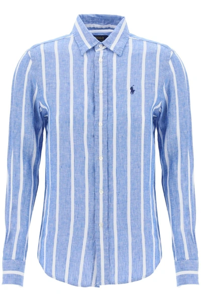 Polo Ralph Lauren Relaxed Fit Linen Shirt In Blue,white