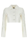 Dolce & Gabbana Monogram-jacquard Button-down Cropped Jacket In White