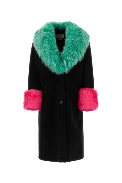 Gucci Fur Detail Coat In Black