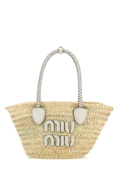Miu Miu Woman Palm Shopping Bag In Brown